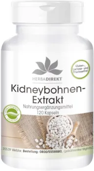 Produktbild von herba direct Kidneybohnen Extrakt mit Chrom - Grünem Kaffee und Bockshornklee - 120 Kapseln