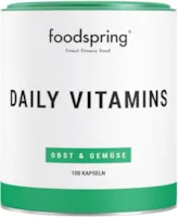 Produktbild von foodspring – Daily Vitamins Kapseln für den Tagesbedarf an Nährstoffen – 100% Abdeckung mit allen essentiellen Vitaminen wie D, C, B12 – 100 vegane Multivitamin Kapseln aus erntefrischem Obst & Gemüse