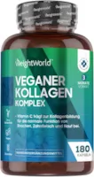 WeightWorld Vegan Kollagen 100% Veganes Protein für die Kollagenbildung im Körper - 180 Kapseln für 3 Monate - Hyaluronsäure, Vitamin C, E & Zink - für Haut, Haare & Nägel - Plant Based Collagen von WeightWorld