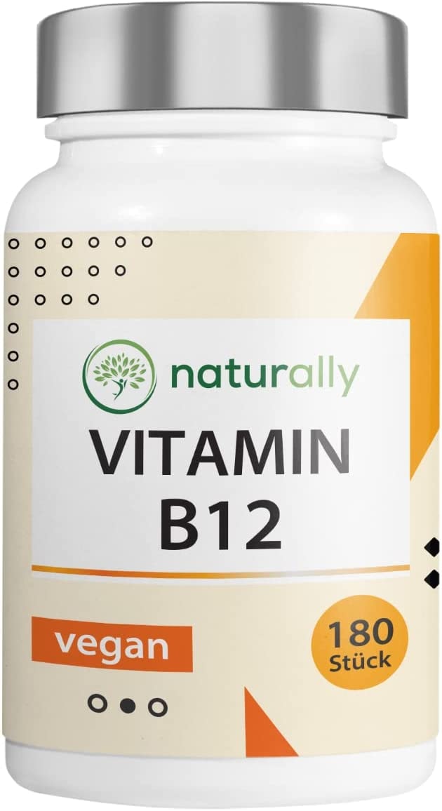 Produktbild von Bewertung naturally Vitamin B12 und Folsäure 180 Tabletten Premium mit beiden B12 Aktivformen & Folat 5-MTHF aus Quatrefolic®, ohne Zusätze, laborgeprüft, vegan