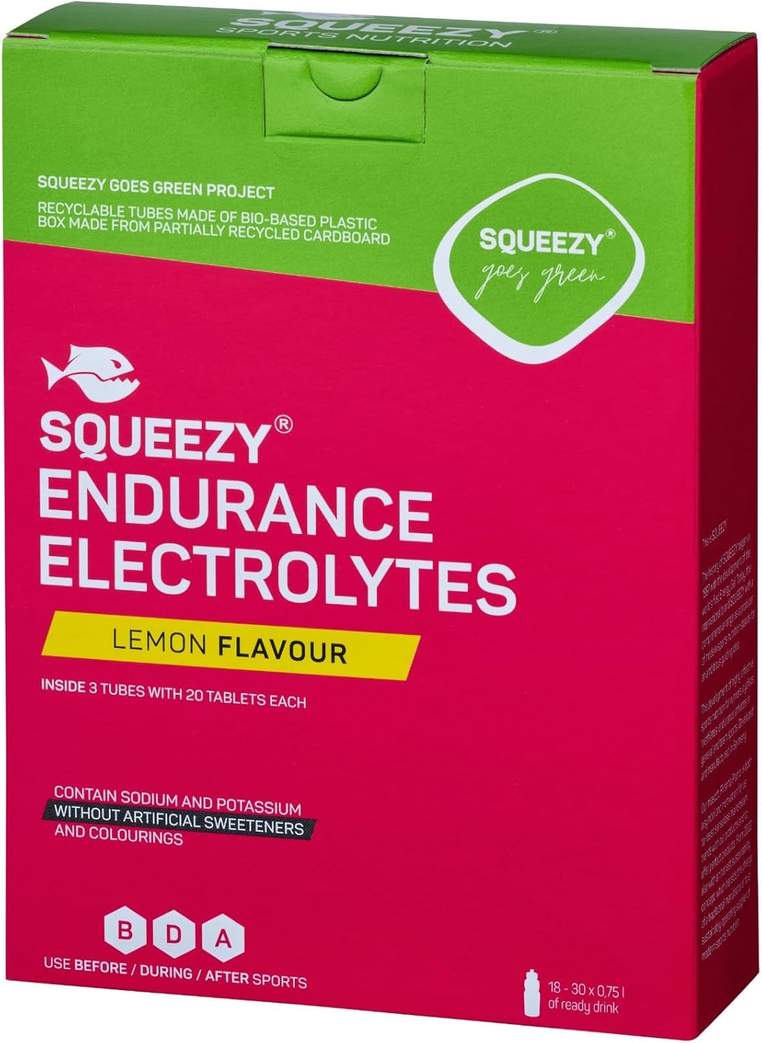 Produktbild von Bewertung SQUEEZY Endurance Electrolytes Zitrone 3x80g 3 Röhrchen Elektrolyt Tabletten mit Natrium & Kalium Für Sport & lange Belastung Frei von künstlichen Süßstoffen
