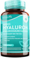 Produktbild von nutravita 600mg Hyaluronsäure Kapseln hochdosiert Mit 600mg pro Kapsel 500-700 kDa 90 Kapseln (3 Monate) Chargengetestet und zertifiziert von einem unabhängigen deutschen Labor Vegan