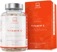 Produktbild von AAVALABS Natürliches Vitamin C Hochdosiert aus Acerola, Hagebutten und Zitrus- Bioflavonoiden Komplex - 915mg - 180 Vitamin C Kapseln - Hochdosiertes Vitamin C Vegan