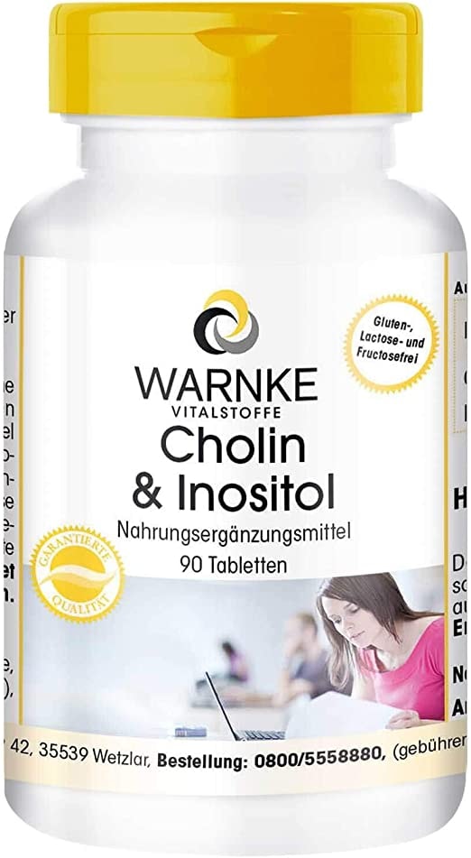 Produktbild von WARNKE VITALSTOFFE Cholin & Inositol hochdosiert & vegan mit Cholinbitartrat 90 Tabletten