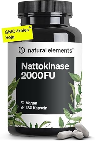 Produktbild von Bewertung natural elements Nattokinase 180 hochdosierte Kapseln je 100mg (20.000 FU/g) ohne Gentechnik vegan ohne unnötige Zusätze in Deutschland produziert & laborgeprüft