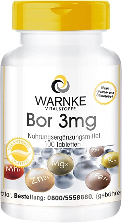 WARNKE Gesundheitsprodukte Bor 3 mg, Boron 100 Tabletten, vegi, 1er Pack (1 x 35 g)