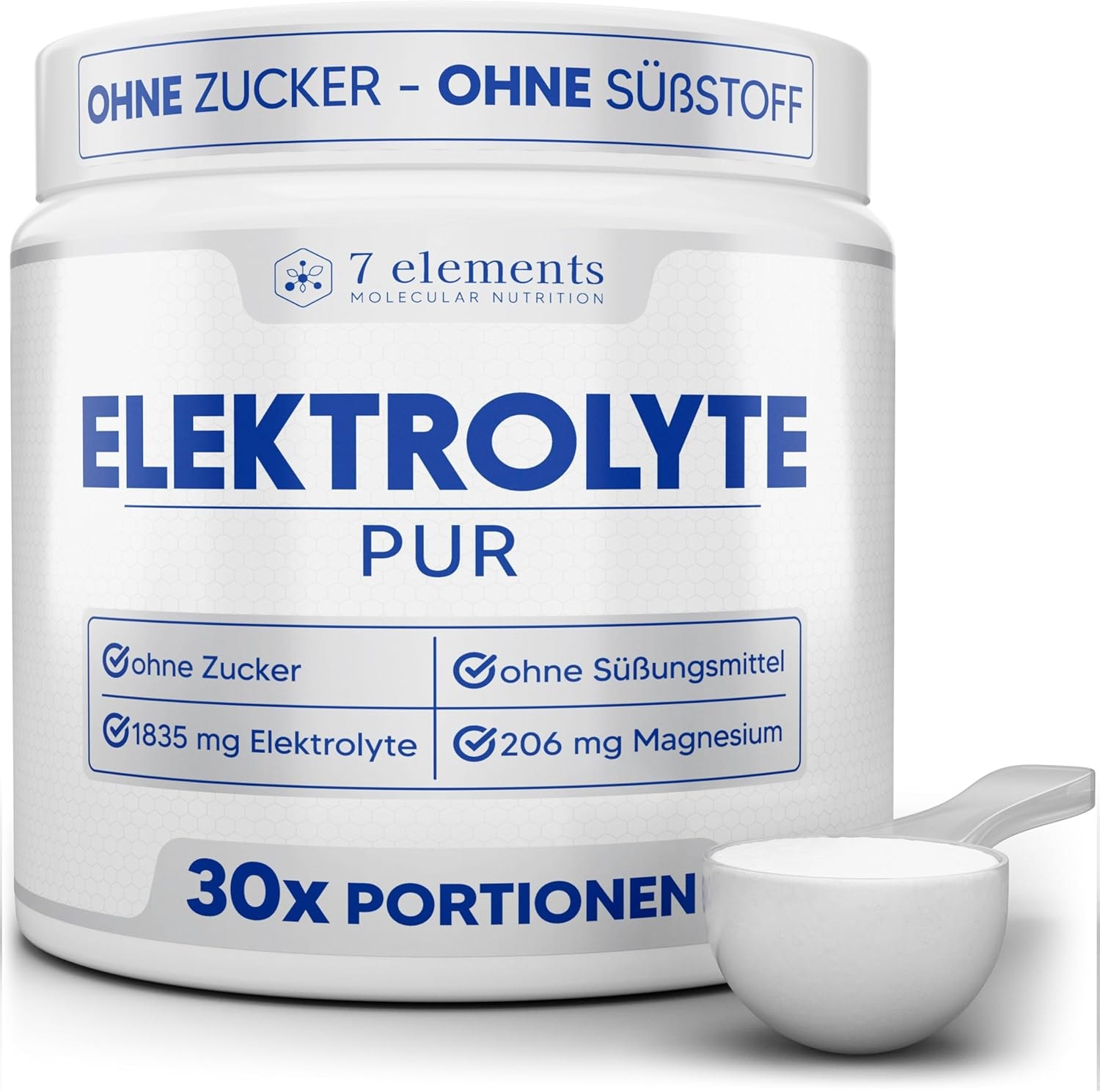 Produktbild von Bewertung 7 elements Elektrolyte PUR 210g 30 Portionen Ohne Zucker & Süßungsmittel KETO Für Sport und gegen Kater ohne Zusätze und Aromen