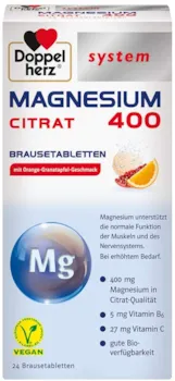 Doppelherz System MAGNESIUM 400 CITRAT BRAUSETABLETTEN – Gute Bioverfügbarkeit – Für die schnelle und langfristige Magnesiumversorgung – 24 Brausetabletten