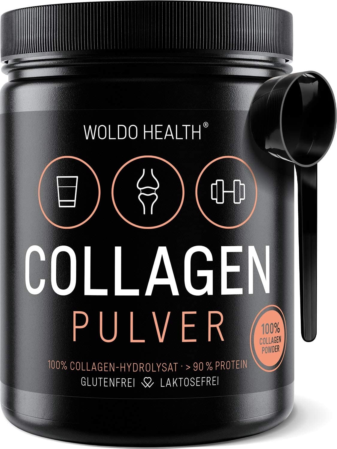Produktbild von Bewertung WoldoHealth Collagen Pulver Weidehaltung mit Peptide Typ 1, 2, 3 Bioaktives geschmacksneutrales Kollagen