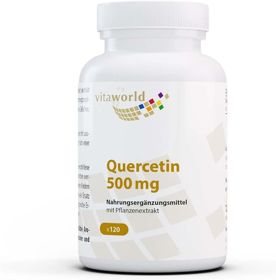 Produktbild von Bewertung Vita World Quercetin 500 mg 120 Kapseln Vegan 100 % natürlich, Hochdosiert Rein pflanzliches Quercetin Apotheke Herstellung mit Analysenzertifikat