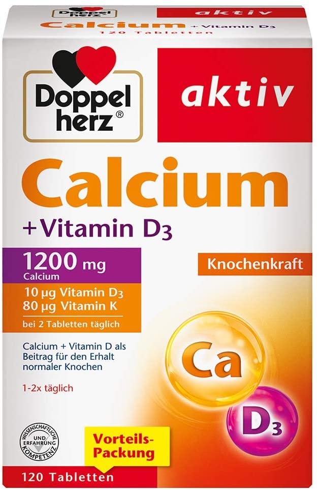 Produktbild von Doppelherz Calcium + Vitamin D3 – Mit Calcium und Vitamin K als Beitrag für den normalen Knochenerhalt – 120 Tabletten