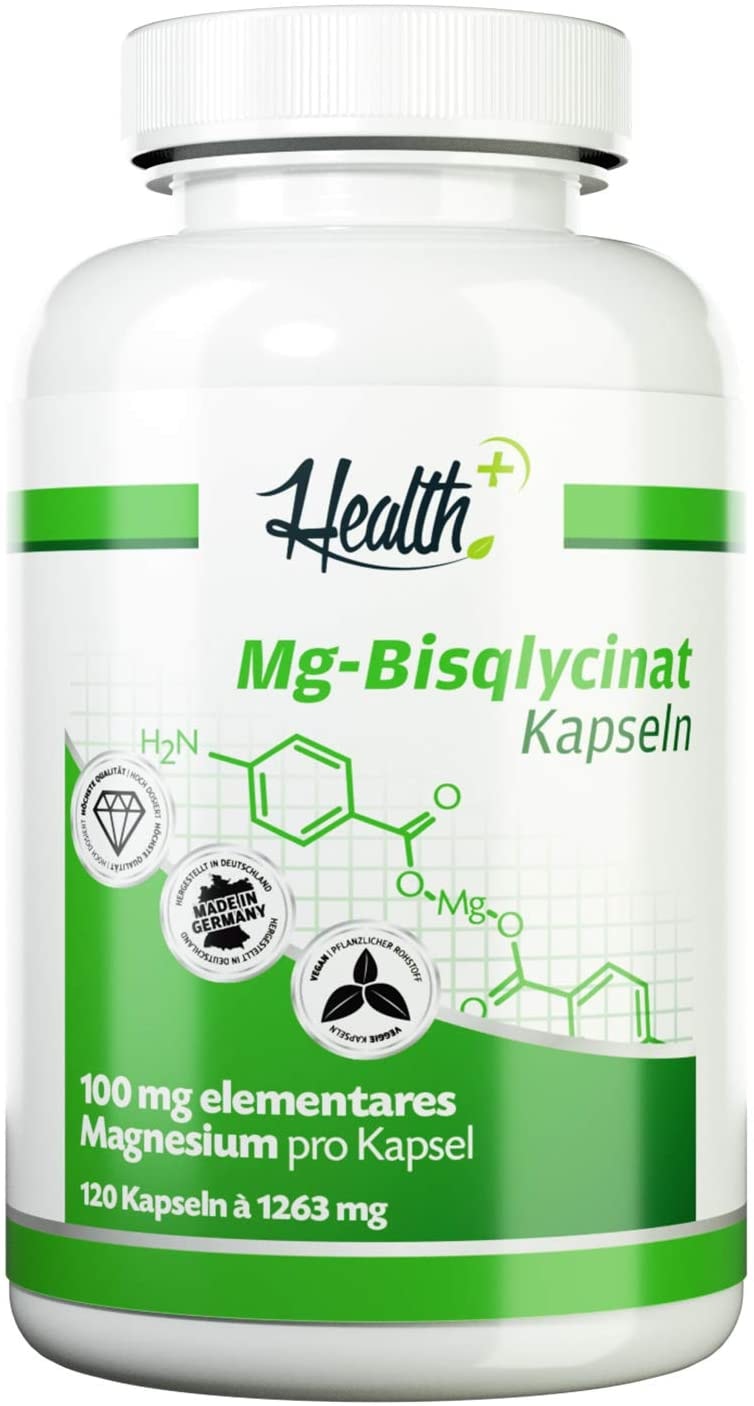 Zec+ Nutrition - Health+ Magnesium Bisglycinat - 120 Mineralien-Kapseln, 100 mg elementares Magnesium pro Kapsel, mit Bisglycinat und Aminosäure L-Glycin, Made in Germany