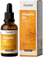 Produktbild von Casida Vitamin D3 Tropfen 5000 I.E. Hochdosierte, flüssige Vitamin D3 Tropfen, gelöst in hochwertigem MCT Öl - Aus der Apotheke - 50 ml