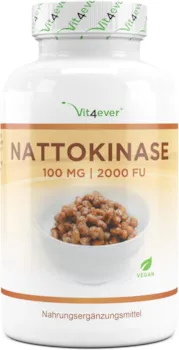 Produktbild von Bewertung Vit4ever Nattokinase vegan Kapseln 2000 Fu je Kapsel 6 laborgeprüft Monatsvorrat 180 Stück hochdosiert GMO-freies Soja ohne unerwünschte Zusätze