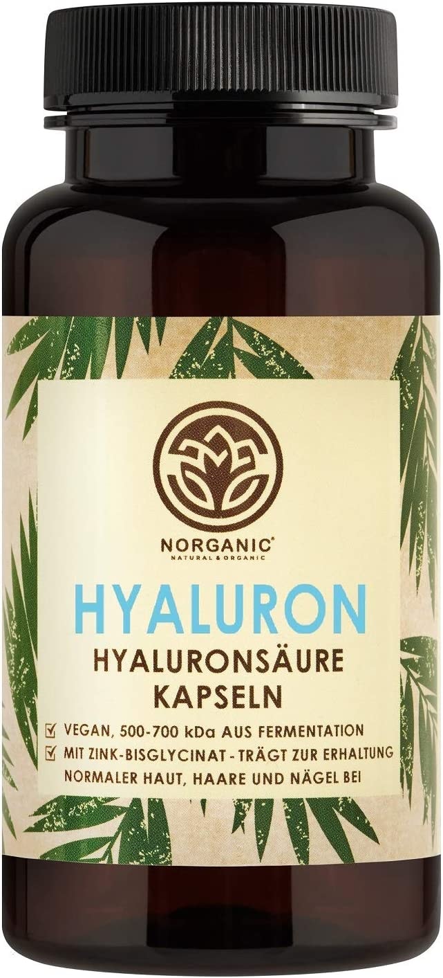 Produktbild von NORGANIC® Hyaluronsäure Kapseln mit Zink - Hochdosiert: 500mg - Vegan - 90 Stück (3 Monate) - 500-700 kDa