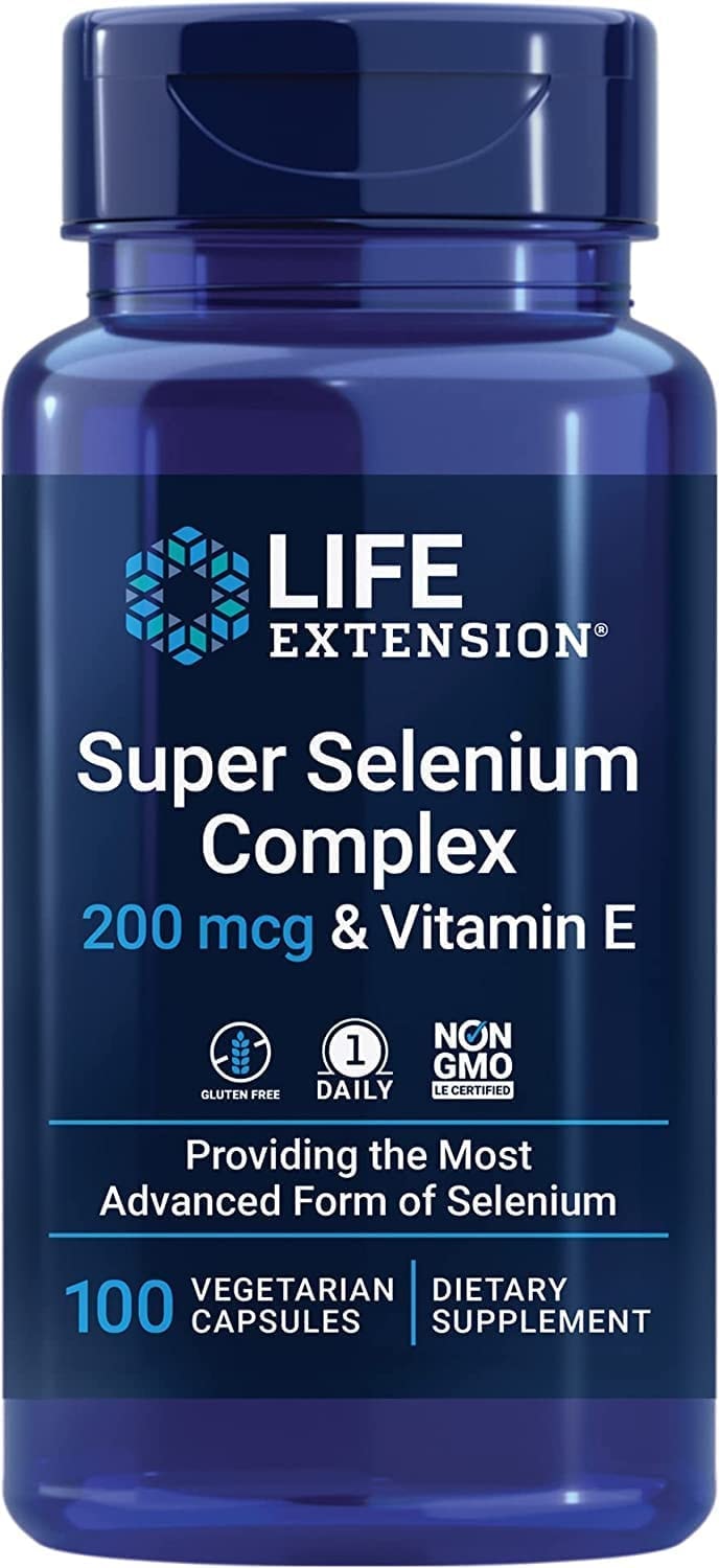 Produktbild von Life Extension Selenium Complex & Vitamin E (Selen-Komplex), 100 vegane Kapseln, Laborgeprüft, Glutenfrei, Vegetarisch, Sojafrei, Ohne Gentechnik