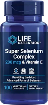 Produktbild von Life Extension Selenium Complex & Vitamin E (Selen-Komplex), 100 vegane Kapseln, Laborgeprüft, Glutenfrei, Vegetarisch, Sojafrei, Ohne Gentechnik