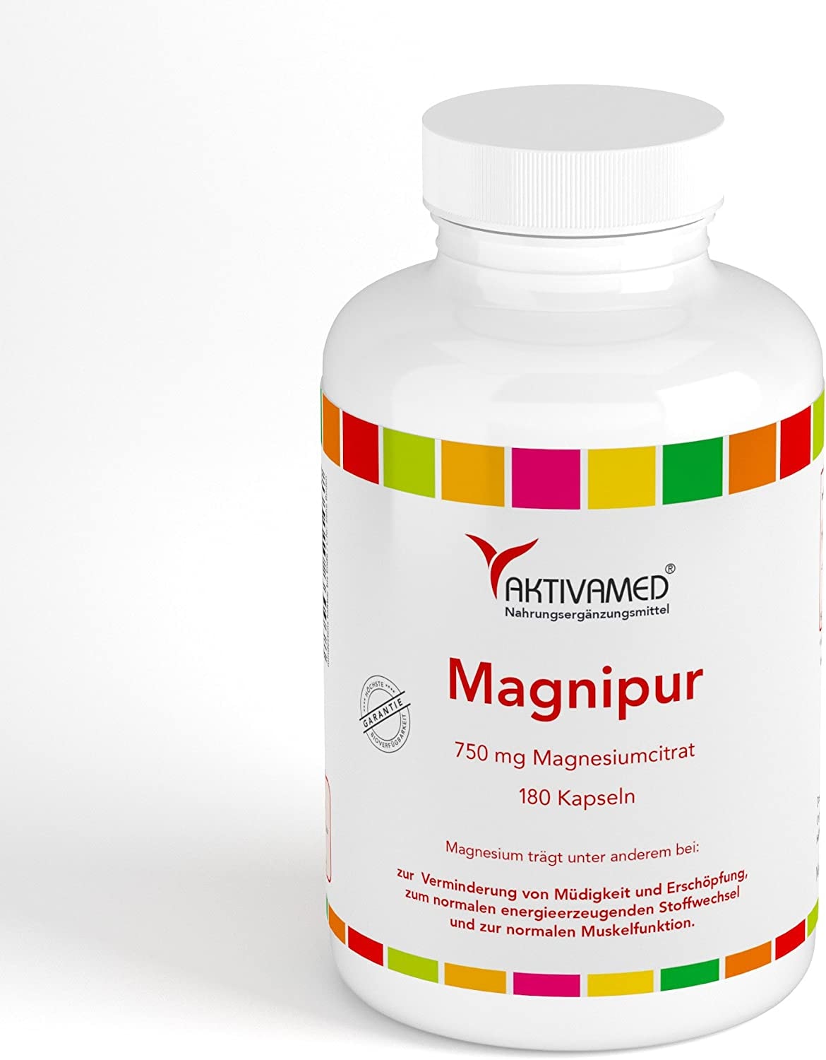 Produktbild von AKTIVAMED Magnesiumcitrat AKTIONSPREIS!! [780 mg pro Kapsel] hochdosiert 180 Kapseln - Tagesdosis 374mg elementares Mg - ohne Zusatzstoffe, AKTIVAMED