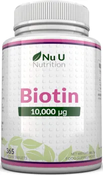 Nu U Nutrition Biotin hochdosiert 10.000 mcg - für Haar-Wachstum, kräftige Nägel & gesunde Haut - volle Jahresversorgung - 365 Tabletten - Nahrungsergänzungsmittel von Nu U Nutrition