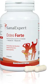 SanaExpert Osteo Forte Nahrungsergänzung zum Erhalt von Knochen & Knochendichte, Calcium, Vitamin D3, K2, 90 Kapseln