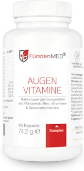 FürstenMED Augenvitamine mit Vitamin A Lutein Zeaxanthin 90 Kapseln Hochdosiert Vegan Optimale Bioverfügbarkeit & ohne Zusatzstoffe
