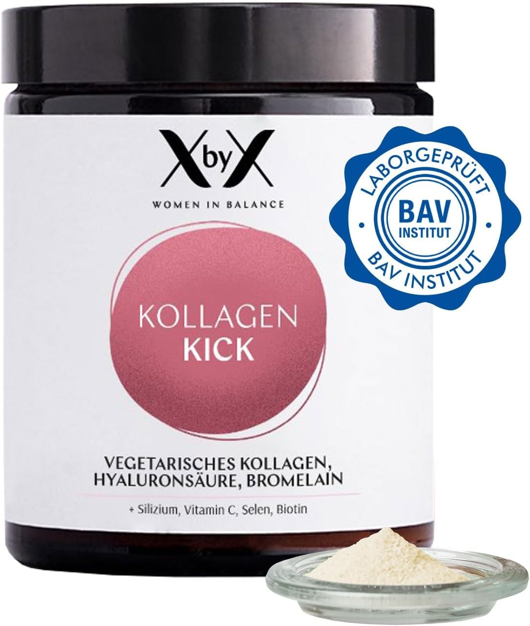 Produktbild von Bewertung XbyX Kollagen Kick 90g Vegetarisches Premium Kollagen Pulver 45 Portionen aus Eierschalenmembran für Haut Haare Knochen Muskeln Nägel und Gelenke Typ 1, 5 und 10 Kollagen aus Deutschland