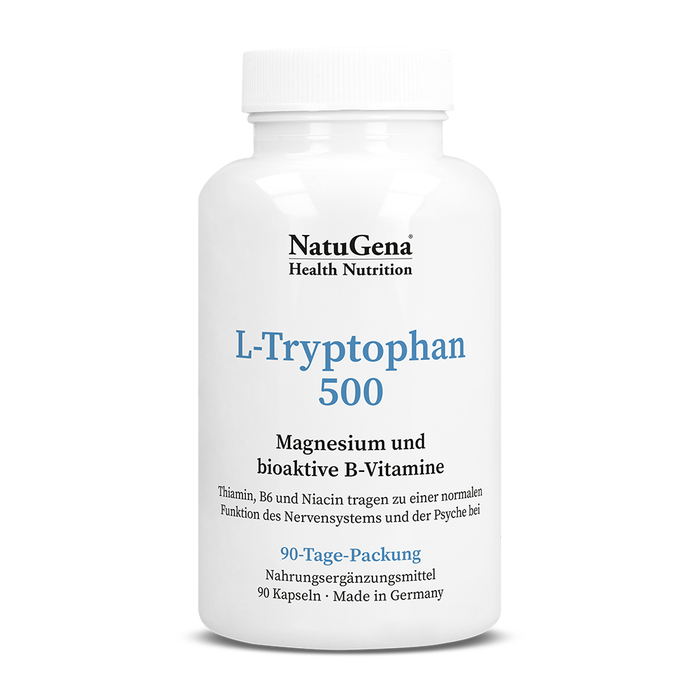 Produktbild von Bewertung NatuGena L-Tryptophan 500 Magnesium & bioaktive B Vitamine