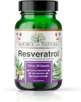 Produktbild von Bewertung Source of Nature TRANS-RESVERATROL 500mg 90 Kapseln Vorrat für 3 Monate 98% reiner in Europa hergestellter Wirkstoff hohe Dosierung vegan Antioxidantienschutz