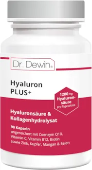 Produktbild von Dr. Dewin® Hyaluron Kollagen Kapseln hochdosiert -1200 mg- Hyaluronsäure Kapseln 90 Stk. mit Q10, Kollagen hochdosiert, Dosis für 30 Tage, mit Biotin + Vitamin C + B12, Testsieger 2021/2022