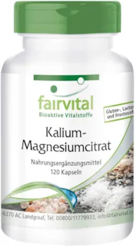 ‎fairvital - Kalium Magnesium-Citrat - HOCHDOSIERT - Magnesium + Kalium Kapseln - VEGAN - 120 Kapseln