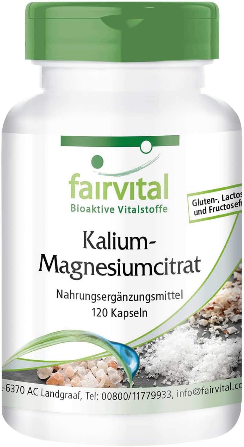 Produktbild von ‎fairvital - Kalium Magnesium-Citrat - HOCHDOSIERT - Magnesium + Kalium Kapseln - VEGAN - 120 Kapseln