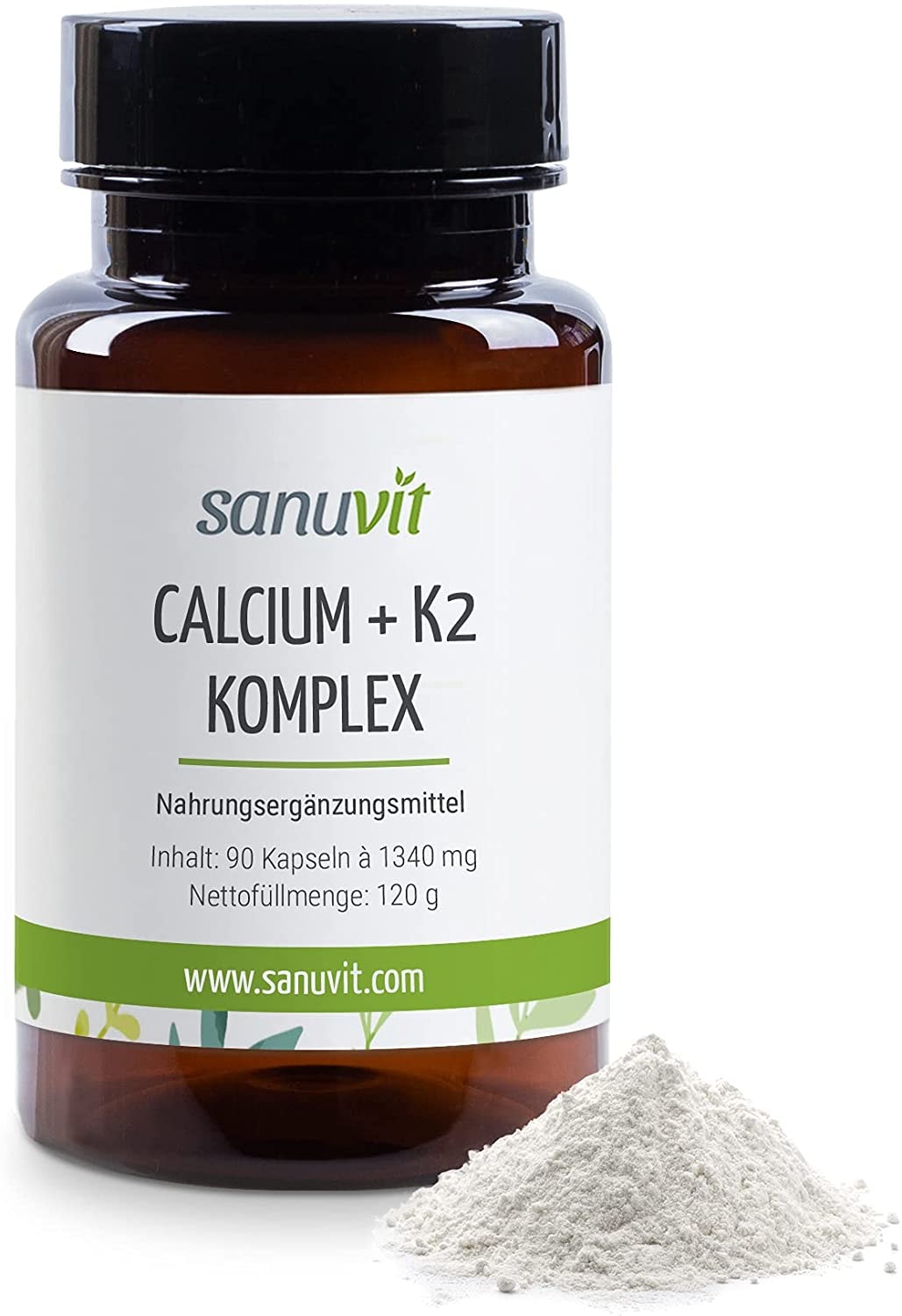 Produktbild von Sanuvit Calcium + K2 Komplex OVOCET® Eierschalencalcium höchst bioverfügbare Calciumquelle Mit Vitamin K2 120 Kapseln