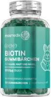 Produktbild von MaxMedix Vitamin B7 Biotin Gummibärchen mit 50mcg Jod für Haut Haare Nägel - Haar Vitamine Gummibärchen mit 5000mcg Biotin mit Folsäure, Selen, Vitamin A, B12, E - Vegetarisch & Ohne Gelatine - 120 Hair Gummies