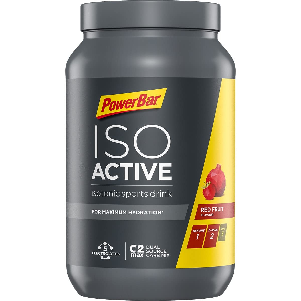 Produktbild von Bewertung Powerbar Isoactive Red Fruit 1320g Isotonisches Sportgetränk 5 Elektrolyte C2MAX