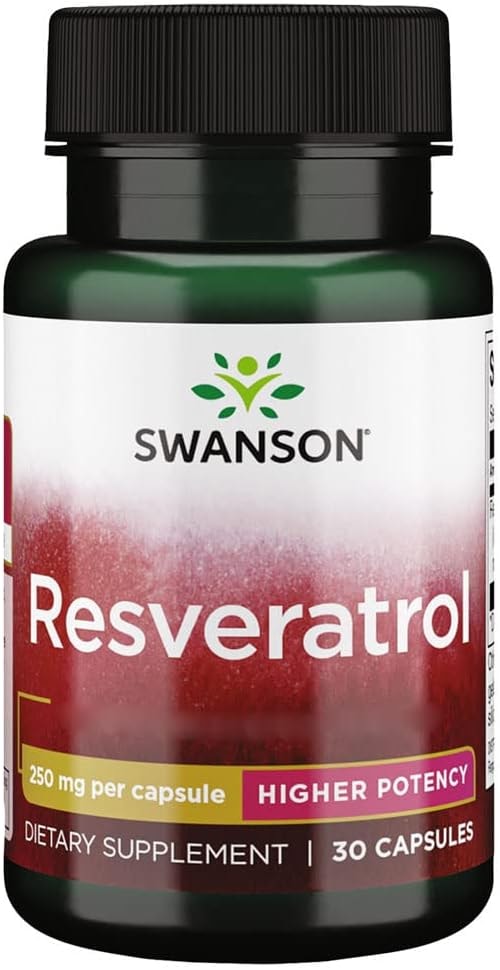 SWANSON Resveratrol 250mg 30 Kapseln hochdosiert Laborgeprüft Sojafrei, Glutenfrei, Ohne Gentechnik