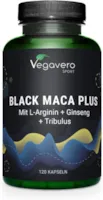 Produktbild von Bewertung Vegavero Black Maca 5000 mg L-Arginin Booster mit Tribulus Ginseng Zink Maca schwarz hochdosiert 10:1 Extrakt Vegan ohne Zusätze 120 Kapseln Deutsche Produktion von Vegavero