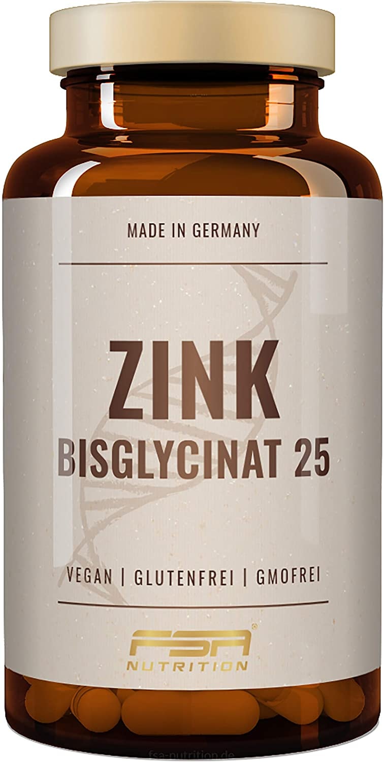 Produktbild von FSA Nutrition Zink Bisglycinat 25 mg Zink pro 180 vegane Kapseln