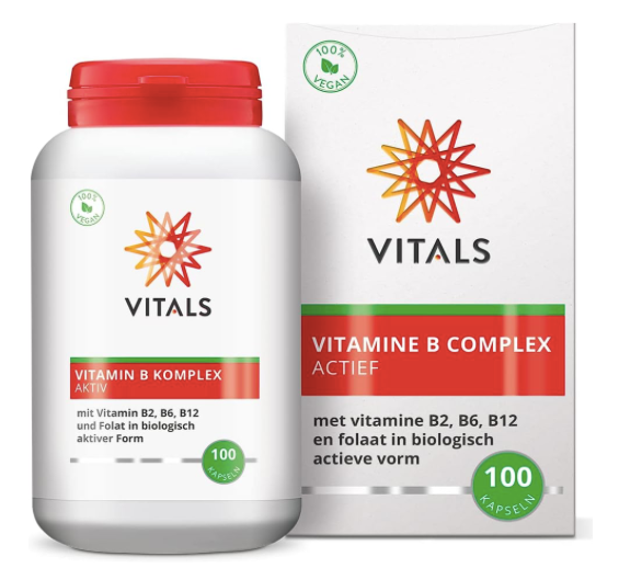 Produktbild von Bewertung VITALS VITAMIN B KOMPLEX AKTIV 100 KAPSELN Kapseln Vitamin B2 B6 B12 Folat AKTIVE FORM Psyche Konzentration Müdigkeit Haut Stoffwechsel Artikelnummer V2610