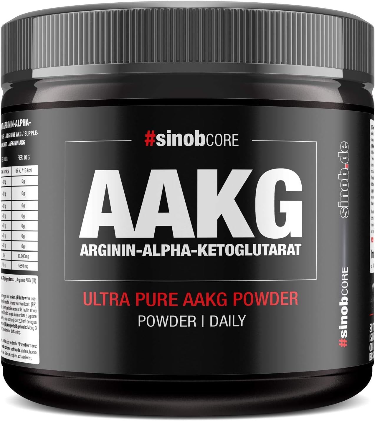 Produktbild von Bewertung sinob Arginin AKG Pulver Hochdosiert Vegan 300g 100% Reines AAKG Pulver mit Optimaler Löslichkeit ohne Zusätze & Frei von Füllstoffen und Süßstoffen