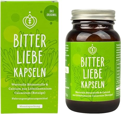 Produktbild von Bewertung BitterLiebe Bitterstoffe Bitterkräuter Kapseln mit Calcium 90 Stück Mariendistel Löwenzahn Artischocke Kapseln hochdosiert Rezeptur nach Hildegard von Bingen
