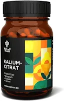 Produktbild von Vinplus Kaliumcitrat Kapseln - Hochdosiert mit 252 mg je Kapsel - Für Blutdruck, Muskeln, Nerven - 120 Kapseln in Pharmaqualität - Reines Kalium-Präparat - Potassium Citrate