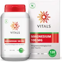 Produktbild von Bewertung VITALS Magnesium Bisglycinat 100mg mit Taurin 120 Tabletten Hochdosiert Verbindungsform, Magnesiumbisglycinat, mit überlegener Bioverfügbarkeit 100% Vegan PZN 17965486