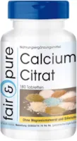 Produktbild von Fair & Pure - Calciumcitrat 300mg - vegan - Reinsubstanz ohne Zusatzstoffe - 100% Calciumcitrat - 180 Calcium-Tabletten