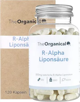 Produktbild von TheOrganical R-Alpha Liponsäure 300 mg pro Kapsel 120 Kapseln natürlicher R Alpha Liponsäure Hergestellt in Hamburg Volle Wirkung