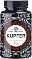 Produktbild von DiaPro Kupfer 365 Hochdosierte Kupfer-Tabletten mit 2 mg Kupfer pro Tablette aus Kupfer-Gluconat 365 Stück Jahresvorrat 100% Vegan Laborgeprüft Hergestellt in Deutschland