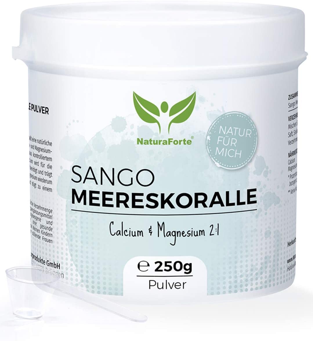Produktbild von NaturaForte - Sango Meereskoralle Pulver 250g - Natürliche Quelle für Kalzium & Magnesium, Hochdosierte Sango Koralle, Korallenkalzium