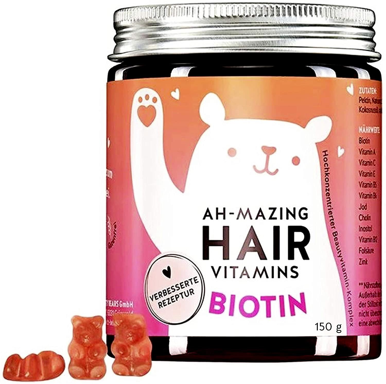 Produktbild von Bears with Benefits Vitamin B7 Biotin hochdosierte Haar Gummies - Haarvitamine für normales Haarwachstum - Bears with Benefits