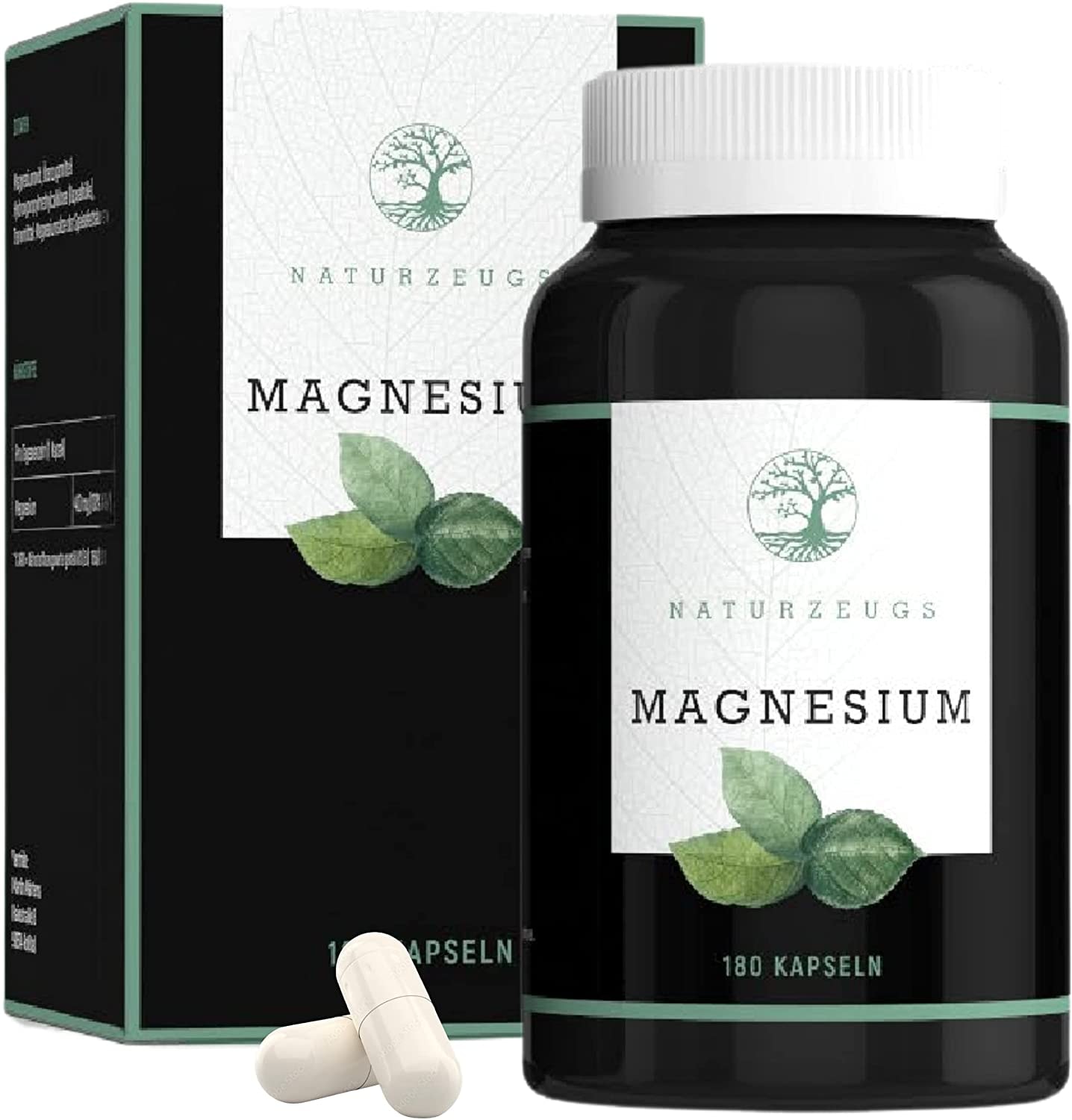 Produktbild von Naturzeugs Magnesium | VEGAN | Hochdosiert mit 400mg Magnesium pro Tag | 180 Kapseln für 6 Monate | Made in Germany | Laborgeprüft | Gluten-frei Laktose-frei & GMO-frei