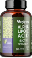 VEGÁGENO - Alpha-Liponsäure (ALA) + BIOTIN Optimizer 600 mg. 240 vegetarische Kapseln. 4 Monate Vorrat. Maximale Absorption. Natürliches Antioxidans. Glutenfrei. Nicht gentechnisch verändert.für Veganer.