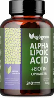 Produktbild von VEGÁGENO - Alpha-Liponsäure (ALA) + BIOTIN Optimizer 600 mg. 240 vegetarische Kapseln. 4 Monate Vorrat. Maximale Absorption. Natürliches Antioxidans. Glutenfrei. Nicht gentechnisch verändert.für Veganer.